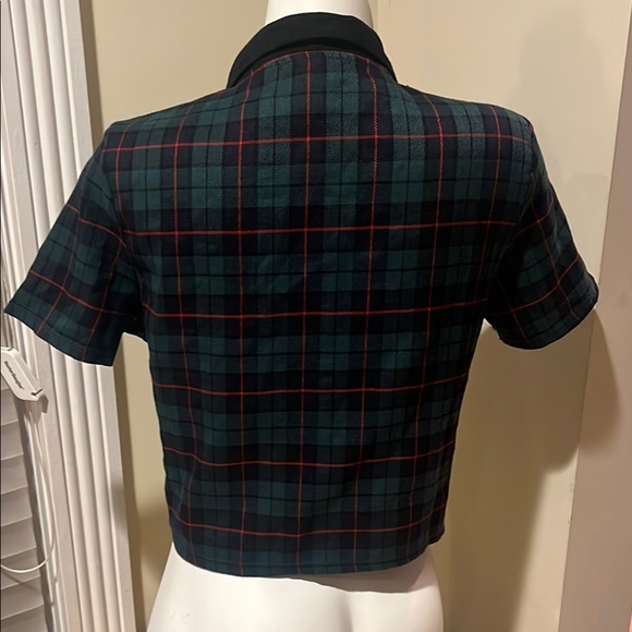 🎄Forever 21  Plaid Button-Up Women's Top - Green and Black Size Large 🎄 - Picture 9 of 16